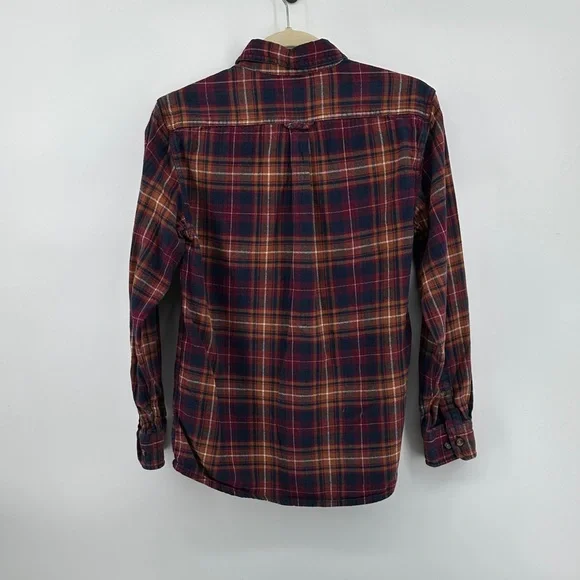 Eddie Bauer Outdoor Timeless Men's Checkered Flannel Shirt Burgundy/Navy SzS - Picture 8 of 14